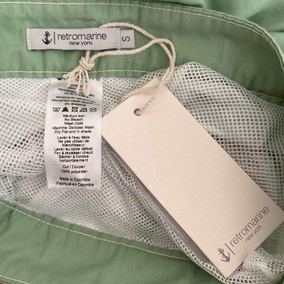 NWT Retromarine Men’s Green Anchor Swim Trunks Shorts Bathing Suit Sise Small - Picture 5 of 5